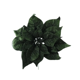 Dark Green Poinsettia Pick 24cm