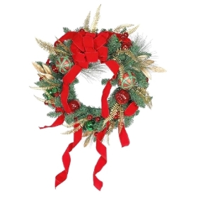 Luxury Red Bauble Wreath 60cm