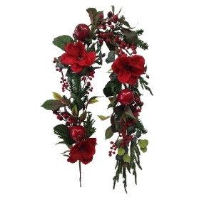 Red Magnolia & Fruit Garland 150cm