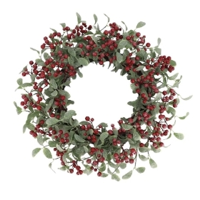Frosted Leaf & Berry Wreath 60cm