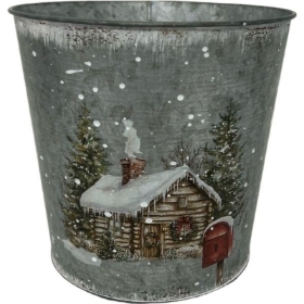 Xmas Cottage Planter 13cm