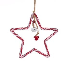 Red & White Rope Star 15cm