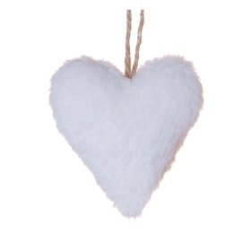 White Fur Heart 12cm