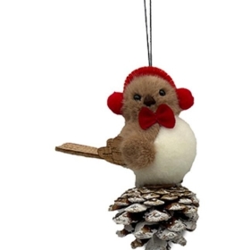Bird On Pinecone Hanger 18cm