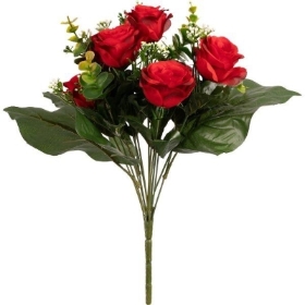 Red Rose & Eucalyptus Bush 35cm