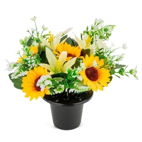 Sunflower & Lily Grave Pot 28cm