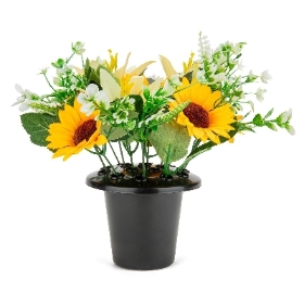 Sunflower & Lily Grave Pot 28cm