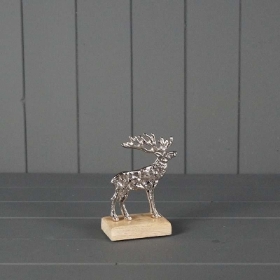 Reindeer On Wood Base 12cm