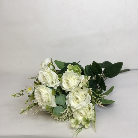 Ivory Rose & Foliage Bush 50cm
