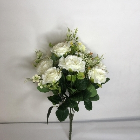 Ivory Rose & Foliage Bush 50cm