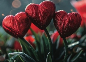 Folding Card Red Hearts