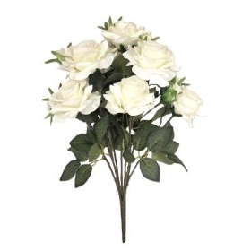 Ivory Open Rose Bush 46cm