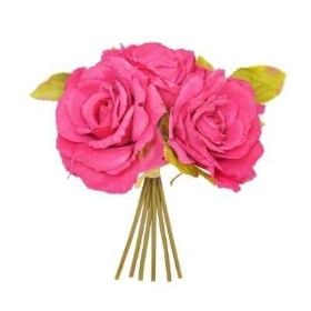 Cerise Open Rose Posy 24cm