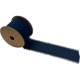 Navy Frayed Boho Chiffon 5yds