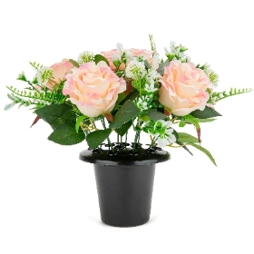 Pale Pink Tea Rose Grave Pot 25cm