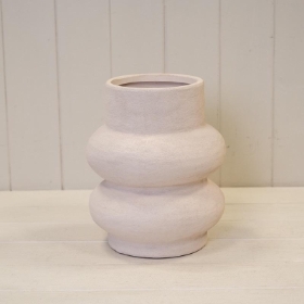 Stone White Ribbed Vase 22cm