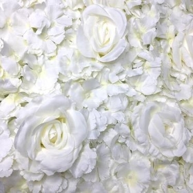 Ivory Rose and Hydrangea Flower Wall