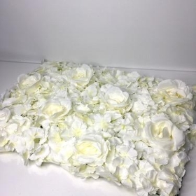 Ivory Rose and Hydrangea Flower Wall