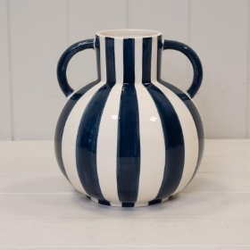 Blue Stripe Statement Vase 19cm