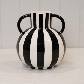 Black Stripe Statement Vase 19cm