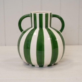 Green Stripe Statement Vase 19cm