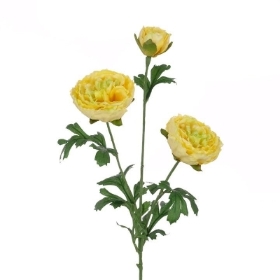 Yellow Fluffy Ranunculus 65cm