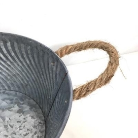 Round Metal Bowl Rope Handles 18cm