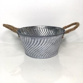 Round Metal Bowl Rope Handles 18cm
