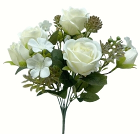 Ivory Rose, Bud & Foliage Bush 30cm
