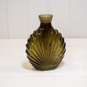 Olive Green Shell Vase 17cm