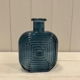 Blue Square Bottle Vase 14cm