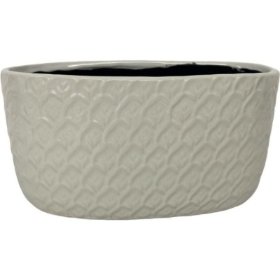 White Leaf Oval Bowl 19cm