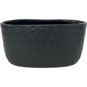 Grey Leaf Oval Bowl 19cm