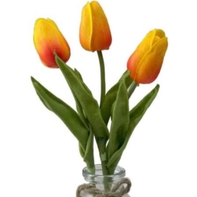 Orange Tulips In Vase 26cm
