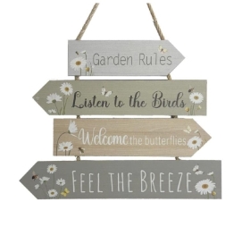 Garden Rules Hanging Sign 41cm