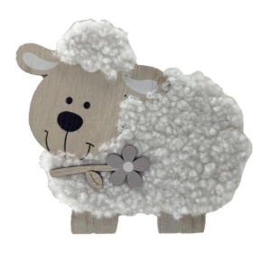 Chunky Wooden Sheep 13cm