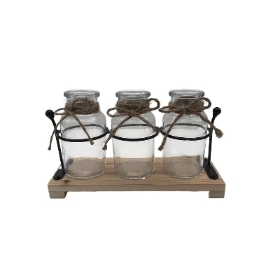 Glass Bottles On Tray 13cm