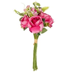 Cerise Rose & Foliage Bundle 40cm