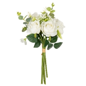 White Rose & Foliage Bundle 40cm