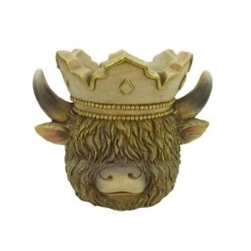 Highland Cow & Crown Planter 30cm