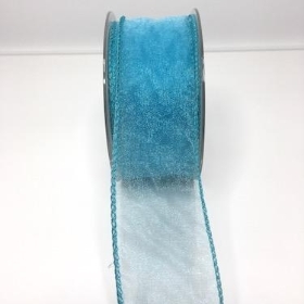 Turquoise Organza Ribbon 50mm