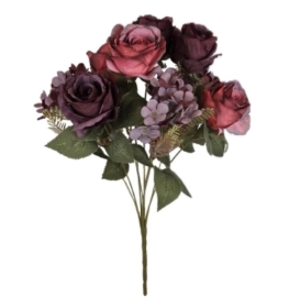 Burgundy Rose & Hydrangea Bush 47cm