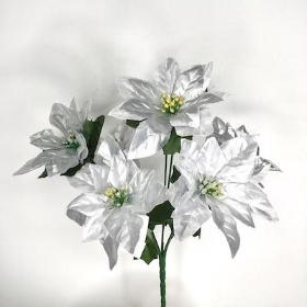 Silver Poinsettia Bush 31cm
