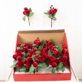 Velvet Bauble Pick 14cm