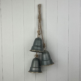 3 x Hanging Grey Bells 55cm