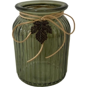 Green Ribbed Vase 14cm