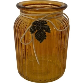 Brown Ribbed Vase 14cm