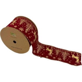 Gold Deer Red Ribbon 63mm
