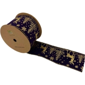 Gold Deer Purple Ribbon 63mm