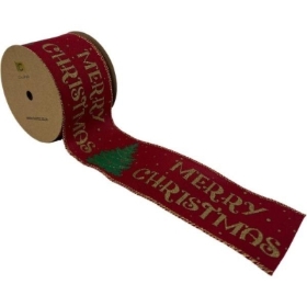 Merry Christmas Red Ribbon 63mm